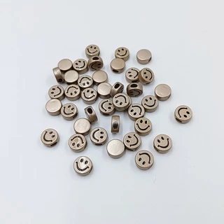 ลูกปัดอะคริลิค ทรงกลม แบน หน้ายิ้ม 10 ชิ้น สําหรับทําเครื่องประดับ DIY