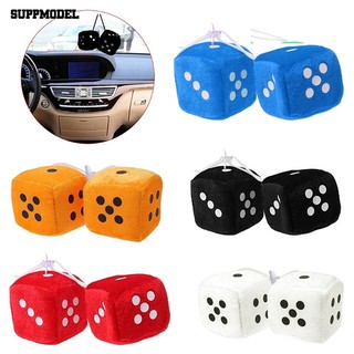 (cod) ลูกเต๋าลายจุด fuzzy dice สําหรับแขวนตกแต่งกระจกมองหลังรถยนต์ 2 ชิ้น