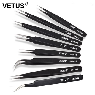 Vetus แหนบ ESD แหนบสเตนเลส ป้องกันไฟฟ้าสถิตย์ มืออาชีพ สําหรับต่อขนตาปลอม และแหนบเล็บ ความแม่นยํา เครื่องมือบํารุงรักษา แหนบไม่ใช้แม่เหล็ก