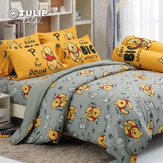 TULIP Delight หมีพู DLC089 ลิขสิทธิ์แท้ Disney Pooh ชุดผ้าปูที่นอน ผ้าห่ม ผ้านวม พิมพ์ลายการ์ตูน