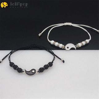 2Pcs/set Couple Bracelet Yin Yang Charm Pendant Jewelry Tai Chi BFF Love Alloy Weaving Rope Jewelry Accessories