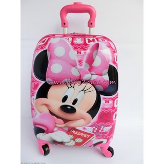 กระเป๋าเดินทาง กระเป๋าล้อลาก ลายมินนี่ เม้าส์ (Minnie Mouse) สีชมพู มีล้อ 4 ล้อ