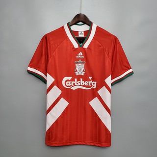 เสื้อกีฬาแขนสั้น ลายทีมชาติฟุตบอล Liverpool 93-95 ชุดเหย้า สีแดง สไตล์เรโทร