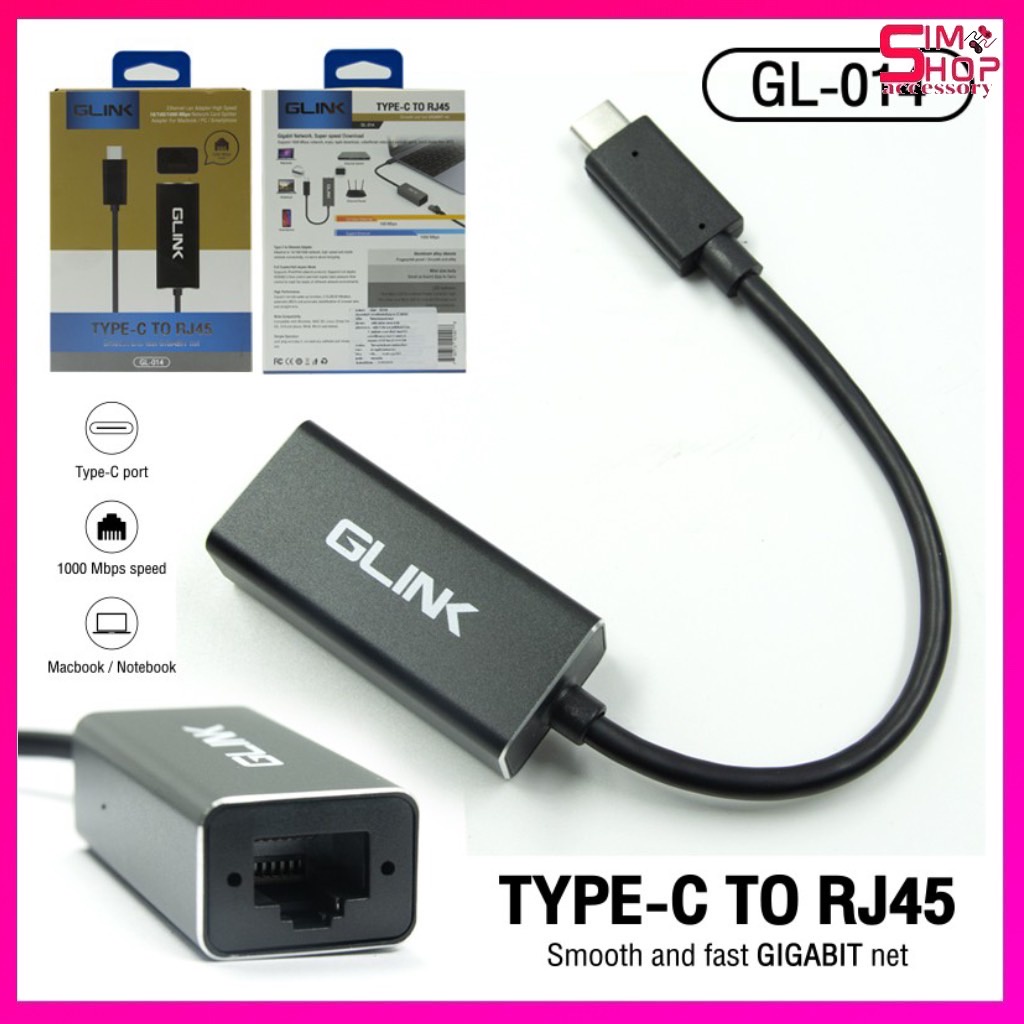 🚀🚀มีส่งด่วน🚀🚀Glink GL041C Converter Type-C To Lan/RJ-45/แปลง USB Type-C เป็น Lan 1000Mbps