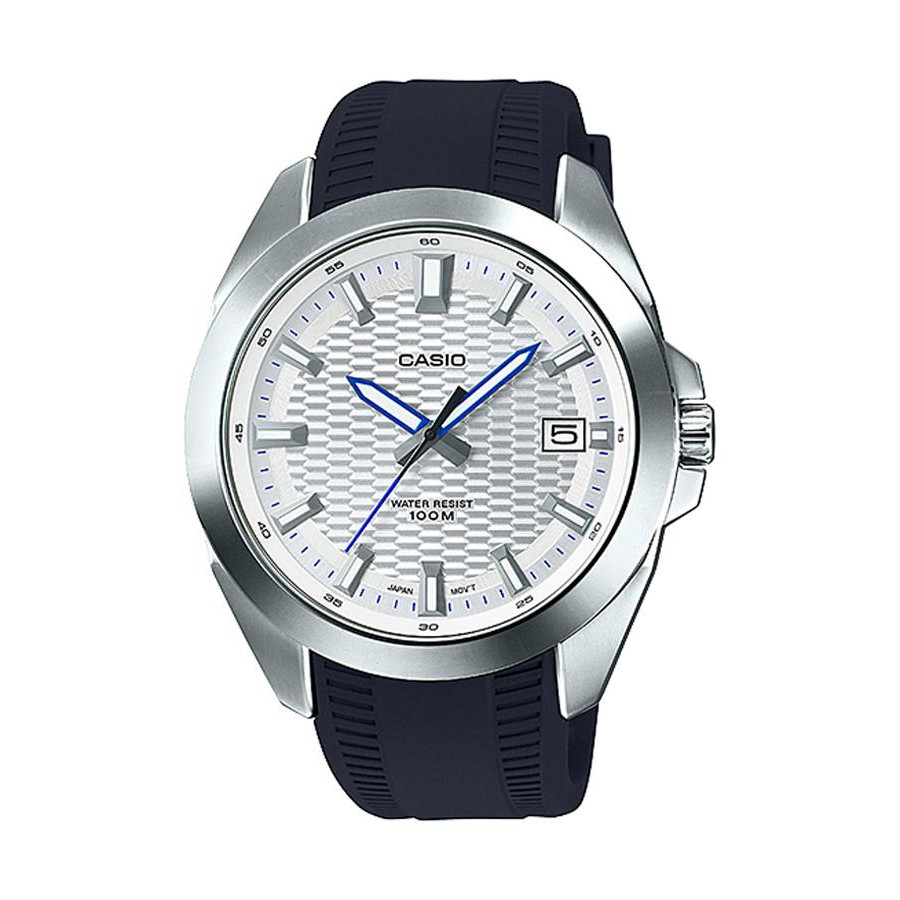 Casio Standard นาฬิกาข้อมือผู้ชาย สายเรซิ่น รุ่น MTP-E400-7A - สีเงิน