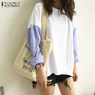 Zanzea แฟชั่นสตรีเสื้อแขนยาวลายทางทรงหลวม