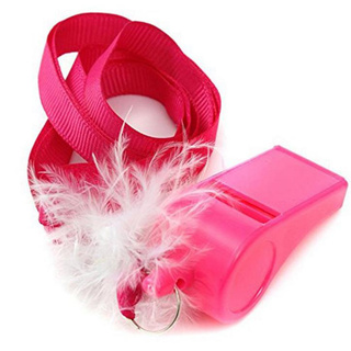 สร้อยนกหวีด นกหวีดสีชมพู ขนนกสีขาว นกหวีด ขนนก Pink Fluffy Feather Blowing Whistle Ribbon Necklace Accessory LGBT PRIDE