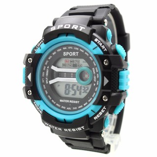 Sport Watch นาฬิกา สายยางดำ-ขอบฟ้า ระบบ Digital SW-H01(Black)