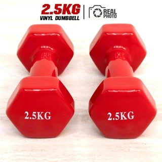Dumbbell ดัมเบล หุ้มยางไวนิลสีแดง ขนาด 2.5กิโล (1 คู่) - เครื่องออกกำลังกาย แบรนด์ IRONTEC