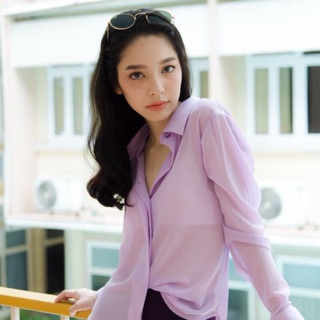 Chiffon shirt สี Violet pastel