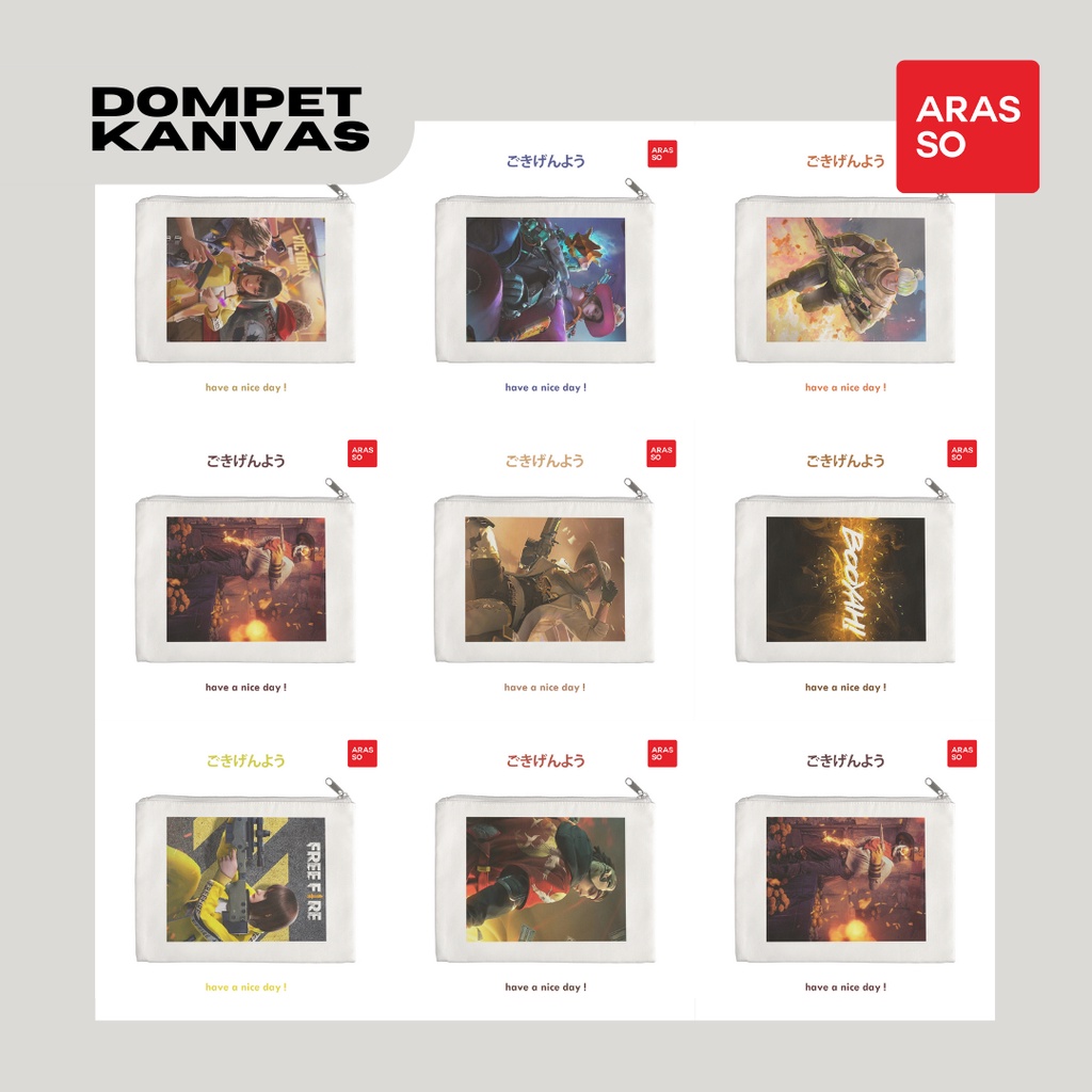 กระเป๋าสตางค์ HP Canvas Wallet ATM Card Wallet Free Fire Garena Max Game Booyah Gift Box Birthday Wo