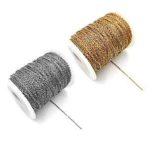 10 เมตร / ม้วน สเตนเลส แบน ไขว้ โซ่ บาง DIY ทําด้วยมือ สร้อยคอ เครื่องประดับ โซ่ อุปกรณ์เสริม