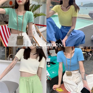 ♡ Macaroon Top ♡ fluffy crop topㅣ4 colors  - oncemore.s