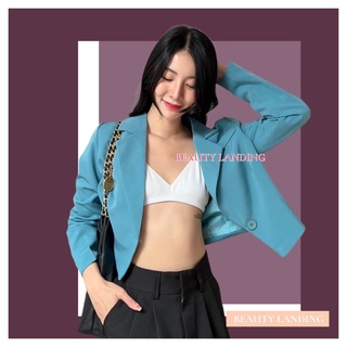 Beauty Landing เสื้อสูท ครอป กระดุม1เม็ด ทรงสวย Blazer Crop Basic สาวๆต้องมีจ้า