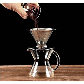 แผ่นกรองกาแฟ moka pot กรองกาแฟดริป กรวยกรองกาแฟ ตัวกรองกาแฟ เครื่องกรองชา ดริปเปอร์ กรองกาแฟสแตนเลส สแตนเลส กรวยดริปกาแฟ Stainless Coffee Dripper SL4191