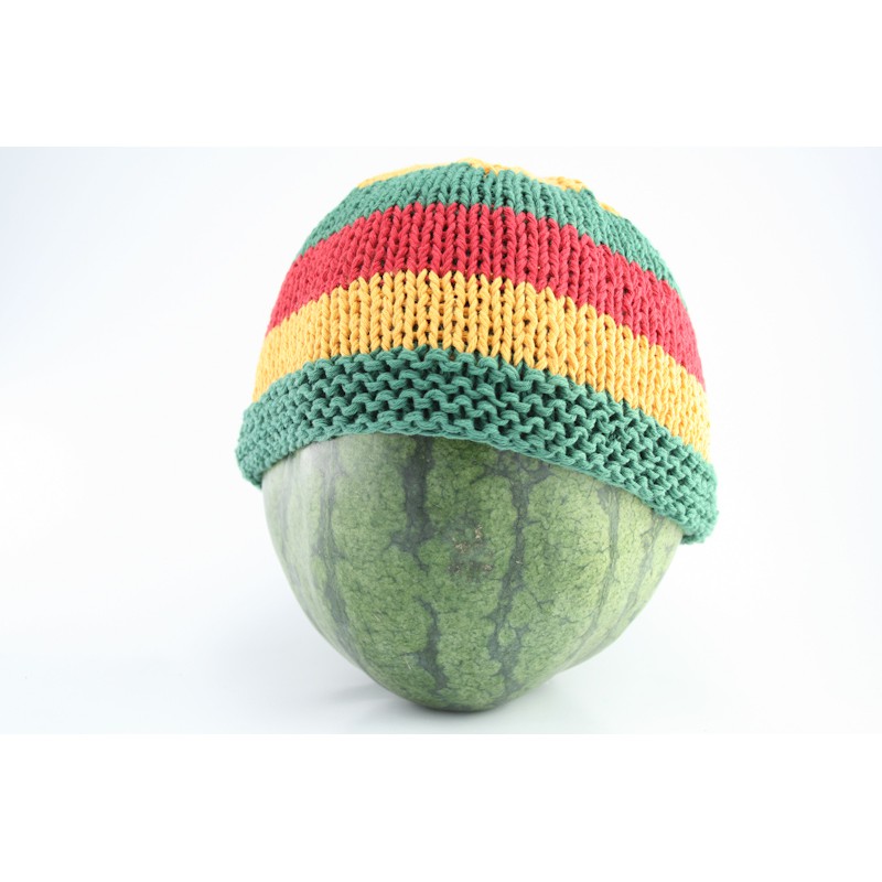 สินค้าราสต้า Beanie Short Large Stripes Red Green Yellow หมวกนิตตี้งราสต้าแบบสั้นสีสด RASTA SHORT BE