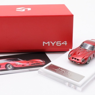 โมเดลรถยนต์โลหะเรซิ่น Ferrari Ferrari 250 GTO my64 ขนาด 1:64 สีแดง สไตล์เรโทร