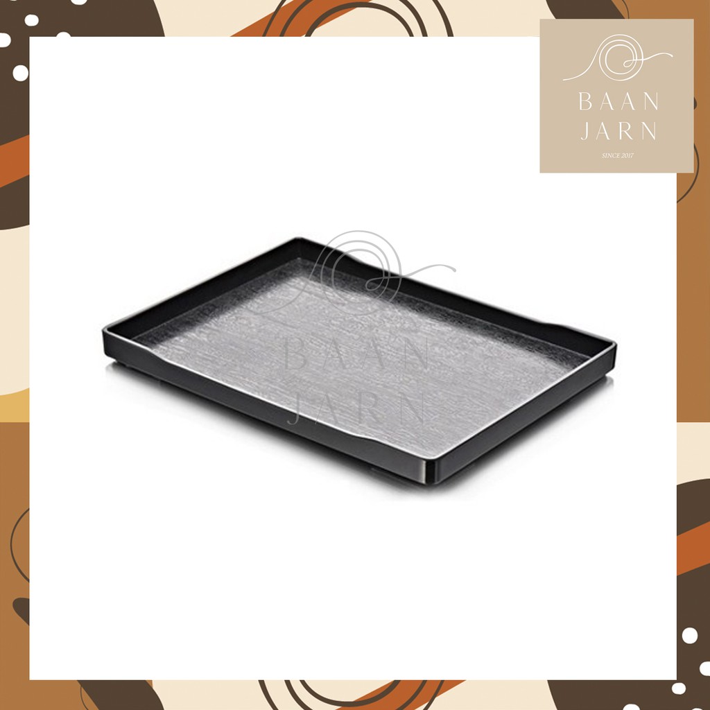ถาดขนาดใหญ่ สีดำ เมลามีน ญี่ปุ่น โรงแรม น้ำหนักเบา เสิร์ฟ black tray (41135)