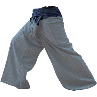 กาวเกงเล กางเกงขาก๊วย กางเกงโยคะ สีเทา-ดำ 2 Tone Thai Fisherman Pants Yoga Trousers,