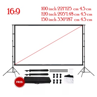 โปรเจคเตอร์หน้าจอพร้อมขาตั้ง100นิ้ว หน้าจอโปรเจคเตอร์กลางแจ้งในร่ม - ฟรีกระเป๋า