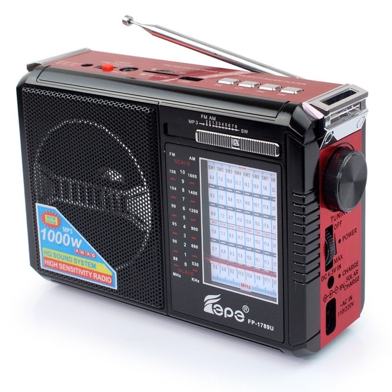 เครื่องเล่นวิทยุFepe FP-1789U คละสี รุ่น Radio-torch-light-fm-am-Portable-wireless-fp-1789u-04b-K3