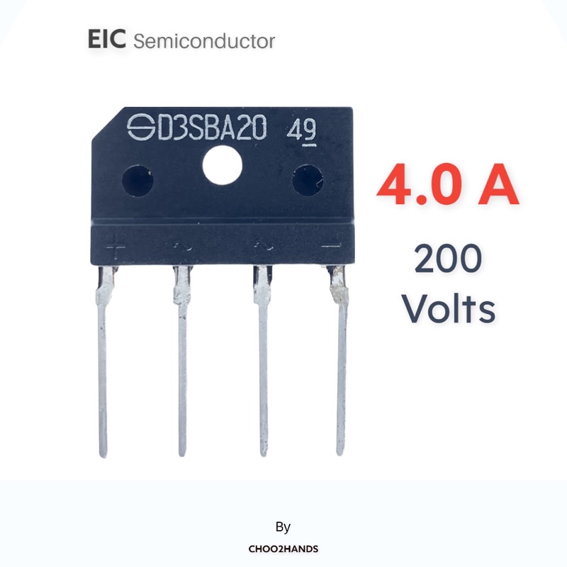 D3SBA20 4A 200V Bridge Rectifier ไดโอดบริดจ์ บริดจ์เรคติไฟเออร์ EIC Semiconductor (1 ชิ้น)