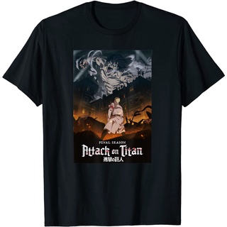 ผ้าฝ้ายคอกลมเสื้อยืด พิมพ์ลายโลโก้ Attack on Titan Season 4 Key Art สําหรับผู้ชายfrom S-4XL