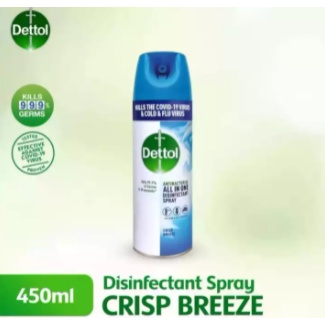 Dettol เดทตอล 450มล. ดิสอินเฟคแทนท์ สเปรย์ สเปรย์ฆ่าเชื้อโรค Dettol Disinfectant Spray 450ml Crisp Breeze