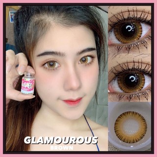 บิ๊กอายส์-คอนแทคเลนส์ Glamorus brownเลนส์โตสีน้ำตาลอมส้ม ลายฮิต