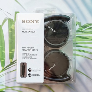 โซนี่ หูฟังแบบครอบหู มีสาย พร้อมไมโครโฟน ZX Series Wired On-Ear Headphones with Mic Black MDR-ZX110AP (Sony®)