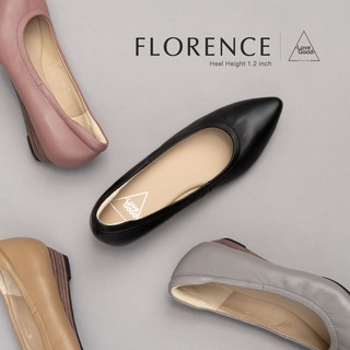 [ LoveGood ] รองเท้าหนังแกะแท้ Florence ส้นไม้แท้ 1.2 นิ้ว ด้านในร้องเท้าด้านในบุด้วยหนังแกะแแท้อย่างดี