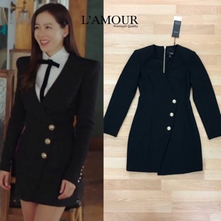 Blazer Dress เสื้อเบลเซอร์ตัวยาว สามารถใส่เป็นเดรสหรือเสื้อตัวยาว คอปกคัตติ้งคม  เนื้อผ้าอย่างดี