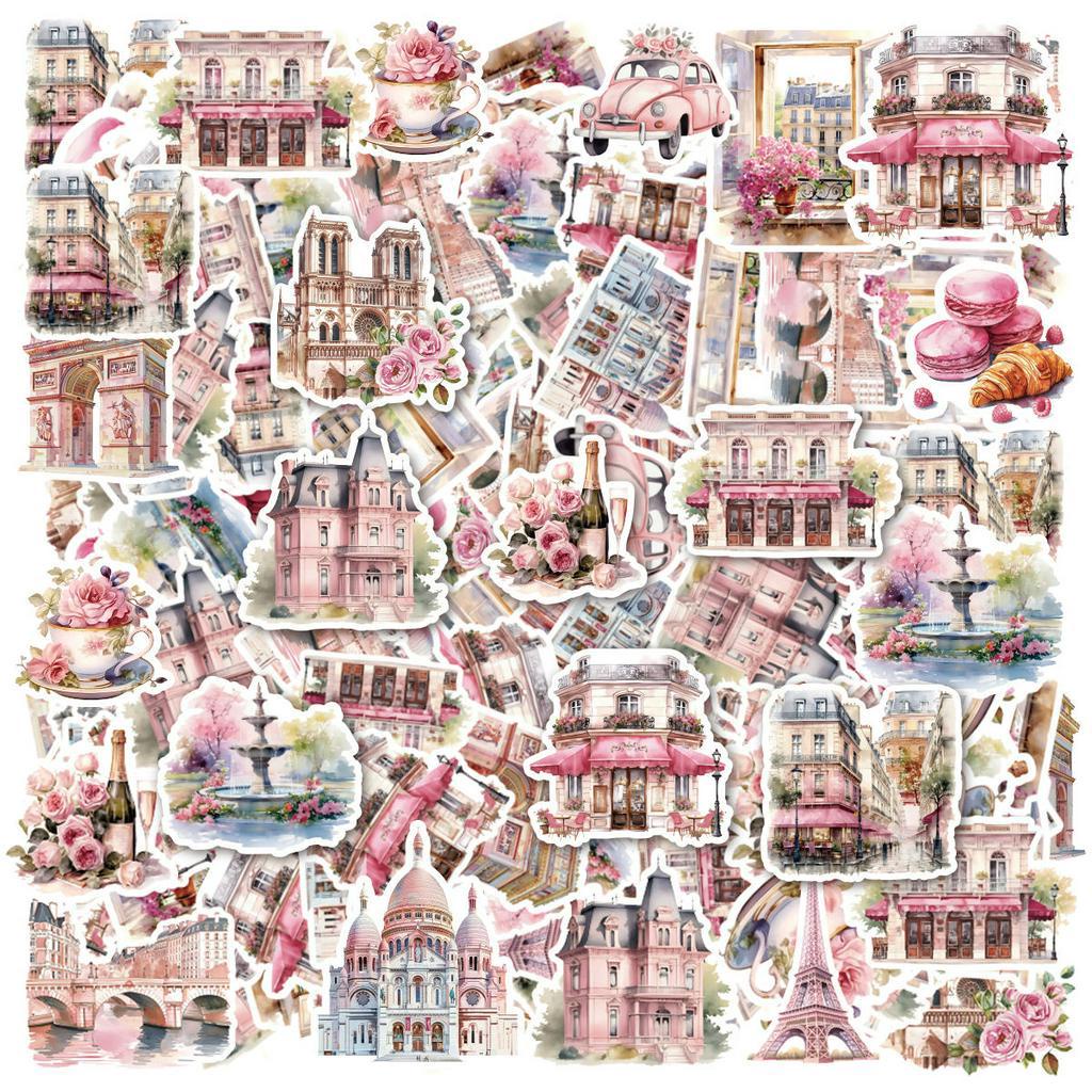 30pcs Retro โรแมนติกคลาสสิกภาษาฝรั่งเศสคํา Landmark สถาปัตยกรรม Paris โครงเหล็ก, Triumphal Arch Creative PET กันน้ํา Collage นักเรียน DIY Diaries, ถ้วย, เศษหนังสือสติกเกอร์ตกแต่ง