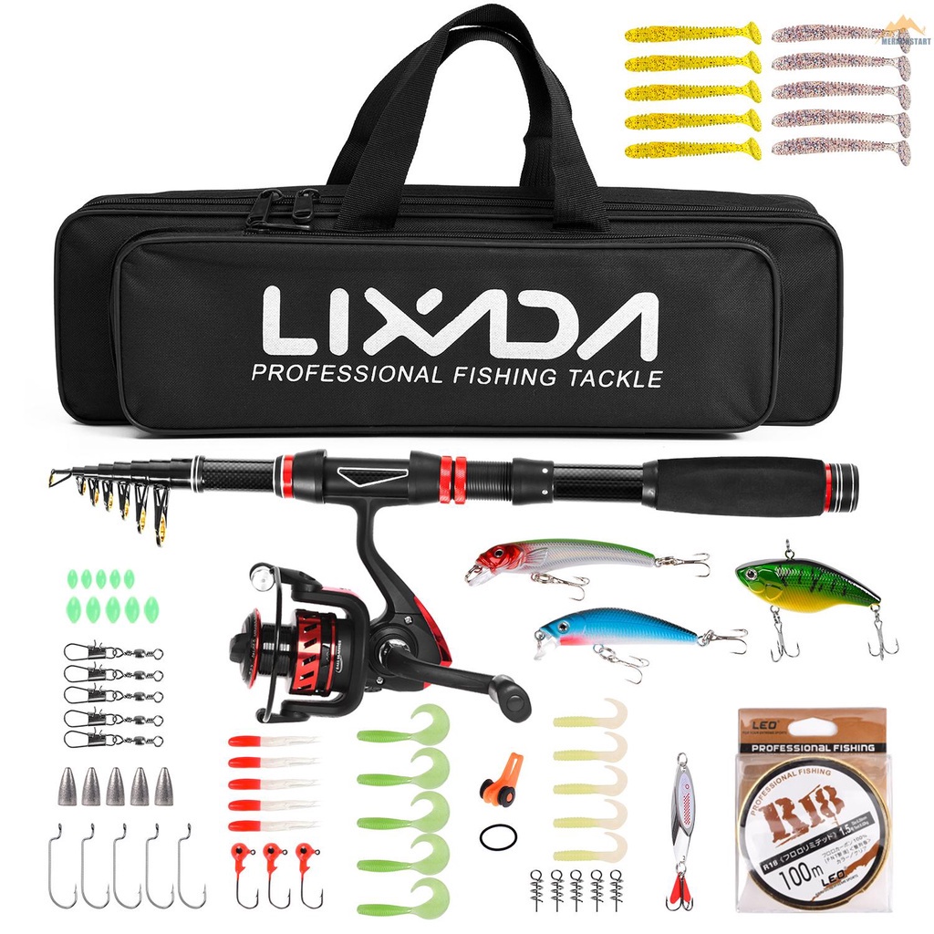 Lixada Fishing Rod and Reel Combo Carbon Fiber Telescopic Fishing Rod