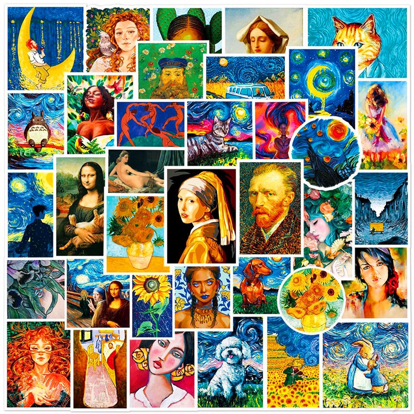 KUSO Funny Famous Oil Painting Series 01 Funny Art Gallery สติ๊กเกอร์ 50Pcs/Set DIY Fashion Luggage Laptop Skateboard Doodle สติ๊กเกอร์