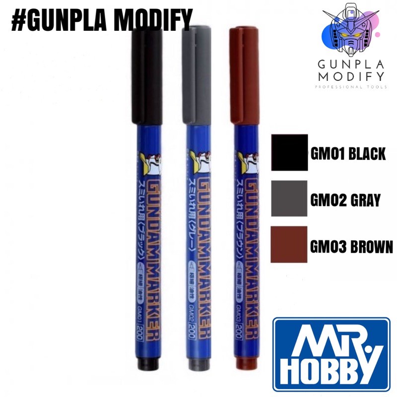 MR.HOBBY Gundam Marker ปากกา Panel Line หัวเข็ม GM01สีดำ, GM02 สีเทา, GM03 สีน้ำตาล