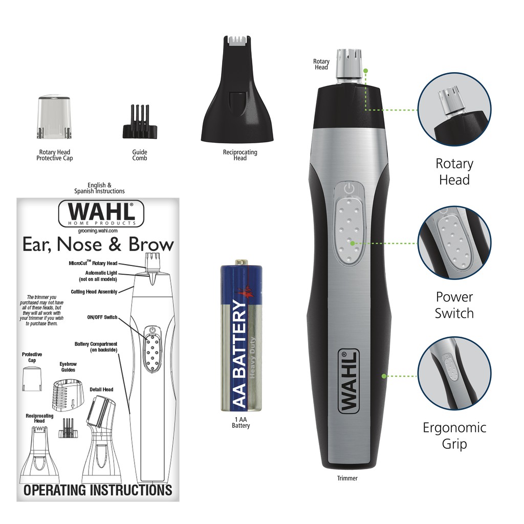 wahl ear nose and brow trimmer instructions