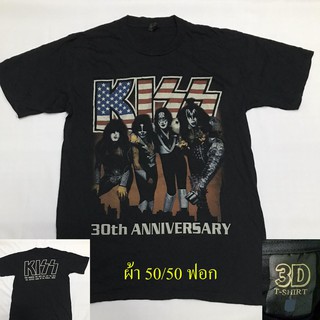 เสื้อวง Kiss คิส  ผ้า คอตตอน 50% โพลี 50% (ผ้าบาง50/50)