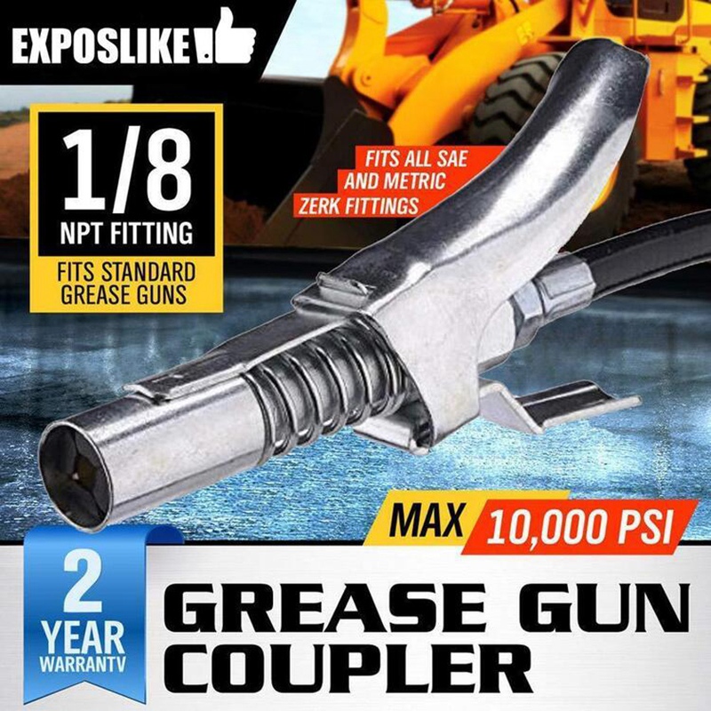 GBT Grease Gun Coupler Zerk 10000 PSI Grease Coupler Fitting Tip Lock