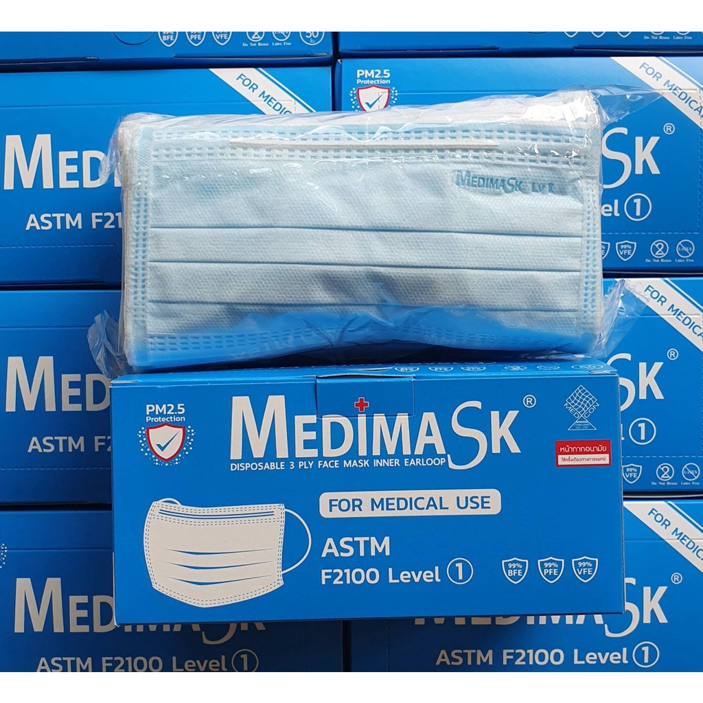Medimask Lv1 หน้ากากอนามัยทางการแพทย์ 50ชิ้น/กล่อง