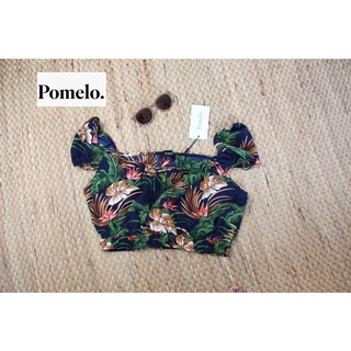 Pomelo x Cotton x crop ลายสวย มือ 1 ป้าย XXL • อก 38 ยาว 19 ป้าย XXL