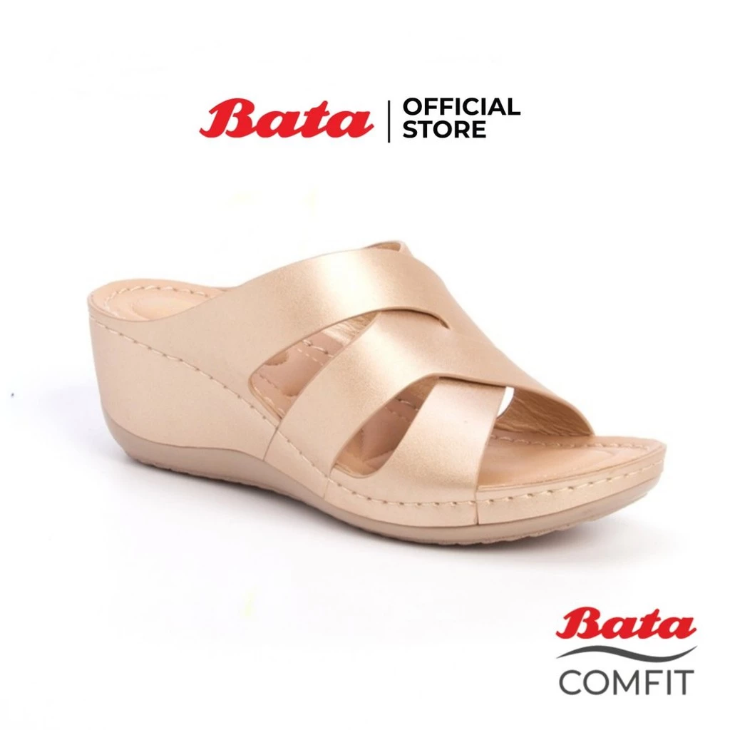 Bata รองเท้าเพื่อสุขภาพ รองเท้าเพื่อสุขภาพแบบสวม ส้นตึก รองรับน้ำหนักเท้า สำหรับผู้หญิง สีเบจ รหัส 7618685