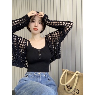 Net set เซ็ตเสื้อกล้าม+คาร์ดิแกน ผ้าไหมพรม