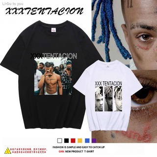 hot❆♟xxxtentacion ที่ระลึกเสื้อยืด high street hip-hop rap hiphop เสื้อผ้าผู้ชายและผู้หญิงแบรนด์คู่เสื้อฤดูร้อน