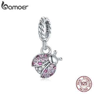 Bamoer Real Silver 925 Pendant with Cubic Zircon Ladybug Shape For Bracelet DIY Charm Jewellery SCX125