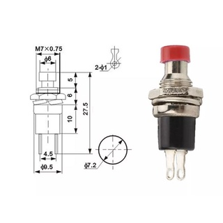 สวิทช์ กดติดปล่อยดับ ใส่เพลทแอมป์ ขนาด 7 mm.