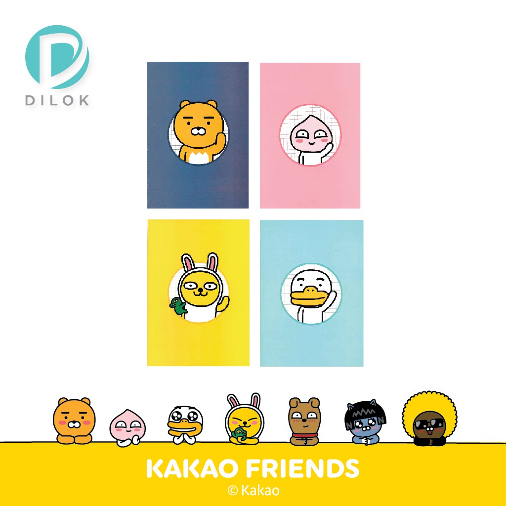 KAKAO FRIENDS สมุดริมด้าย สมุดโน้ต สมุดจดบันทึก ขนาด A5 ลายการ์ตูนลิขสิทธิ์แท้ KK225 มีเส้น 📝"