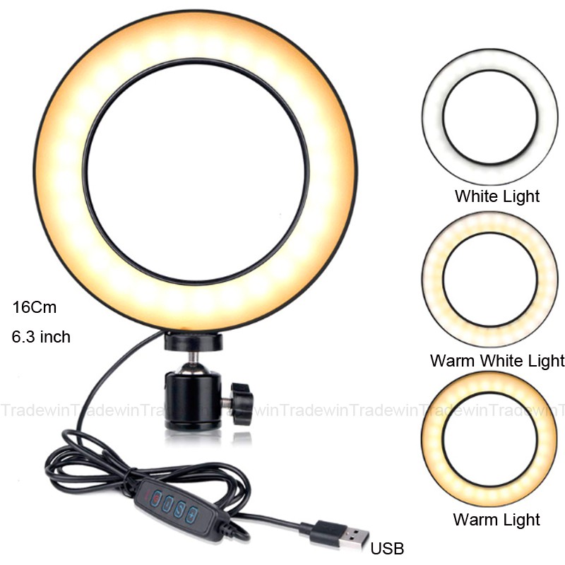 6 นิ้ว/16 ซม.Selfie LED แหวนสําหรับ Youtube Tiktok แต่งหน้าวิดีโอปลั๊ก USB สําหรับโทรศัพท์