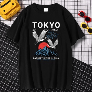 ROUNDคอลูกเรือNeckเสื้อยืด พิมพ์ลาย Tokyo Nagasaki Kyoto สไตล์แฟชั่น-4XL