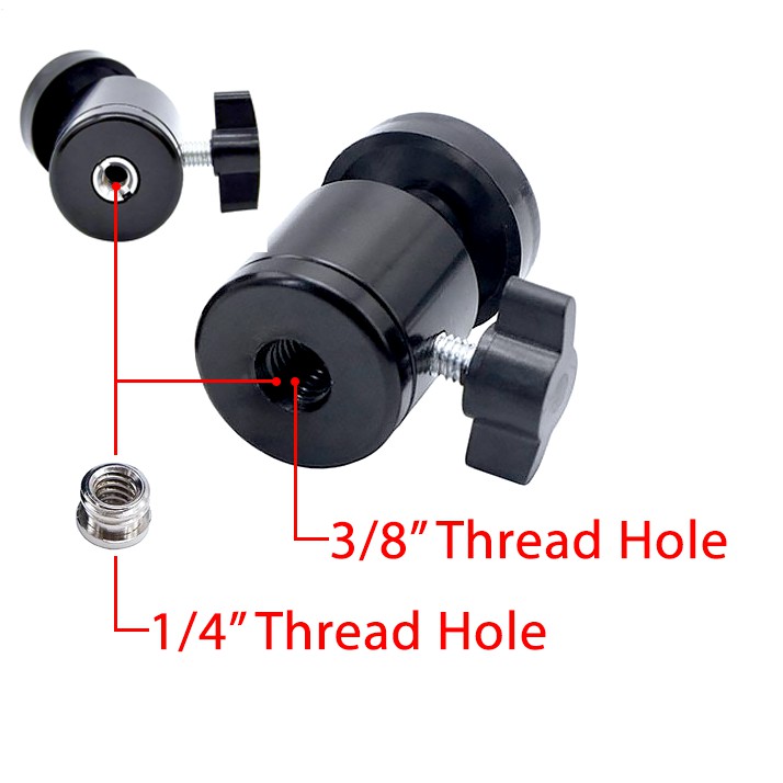 อะแดปเตอร์ขาตั้งกล้องหัวบอลขนาดใหญ่ Screw 1/4 , 3/8 inch Camera Tripod Mini Ball Head Hot Shoe Adapter Accessory ราคา ถูกที่สุด ดีลบีเคเค แกลเลอรีภาพที่ 3